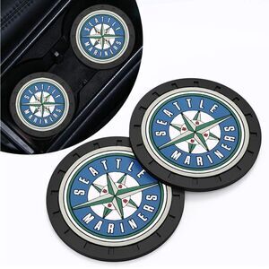 MLB Seattle Mariners car cup Coasters in black Set of 2 NWT